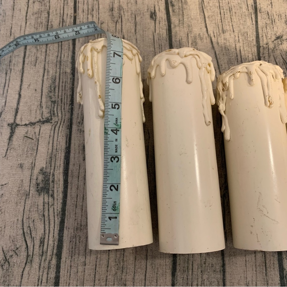Lot of 9 Homemade PVC Faux Halloween Candles Rustic Drippy Look White Cemetery - Picture 10 of 13